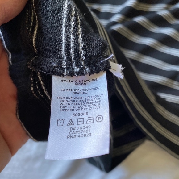 Lou & Gray Women's Black with White Stripes Heavy T-Shirt Dress Size X-Small - Picture 6 of 12